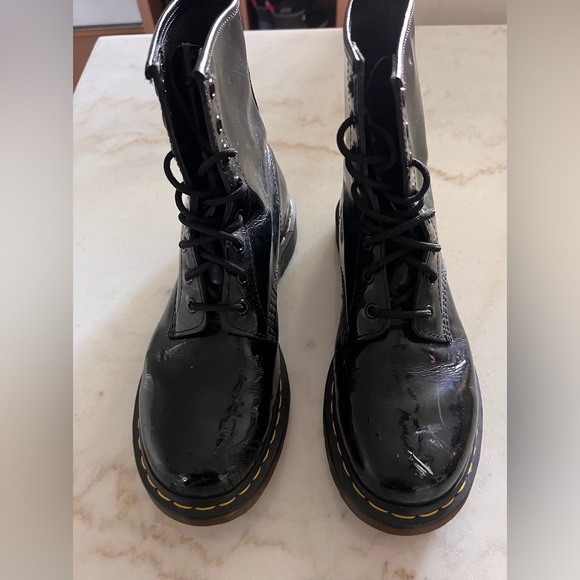 Dr Martens Black Patent Leather Combat Boots Women’s Size 10. See Pics - Picture 3 of 9